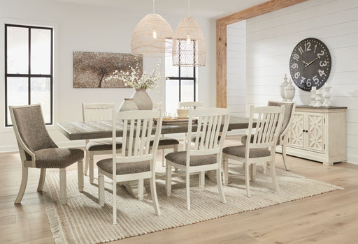 Signature Design by Ashley Bolanburg 8+ Piece Dining Room Set with table, chairs, and sideboard in a modern wood finish.