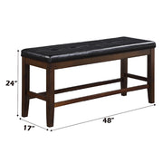 Urbana - Counter Height Bench - Black Synthetic Leather & Espresso - R&R Furniture Gallery (Fountain Valley, CA)