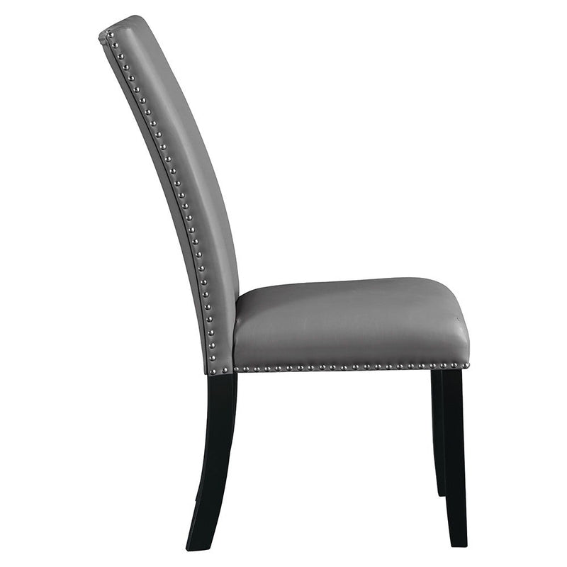 Caralin - Side Chair (Set of 2) - Gray Synthetic Leather & Black - R&R Furniture Gallery (Fountain Valley, CA)