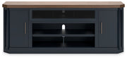Landocken - XL TV Stand W/Fireplace Option - Brown / Blue - R&R Furniture Gallery (Fountain Valley, CA)