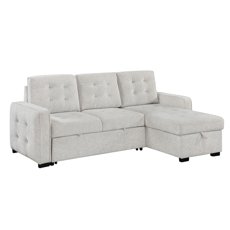 Gustavo - Sofa, Pull Out Bed, Storage Chaise, USB And Cup Holders - Beige - R&R Furniture Gallery (Fountain Valley, CA)