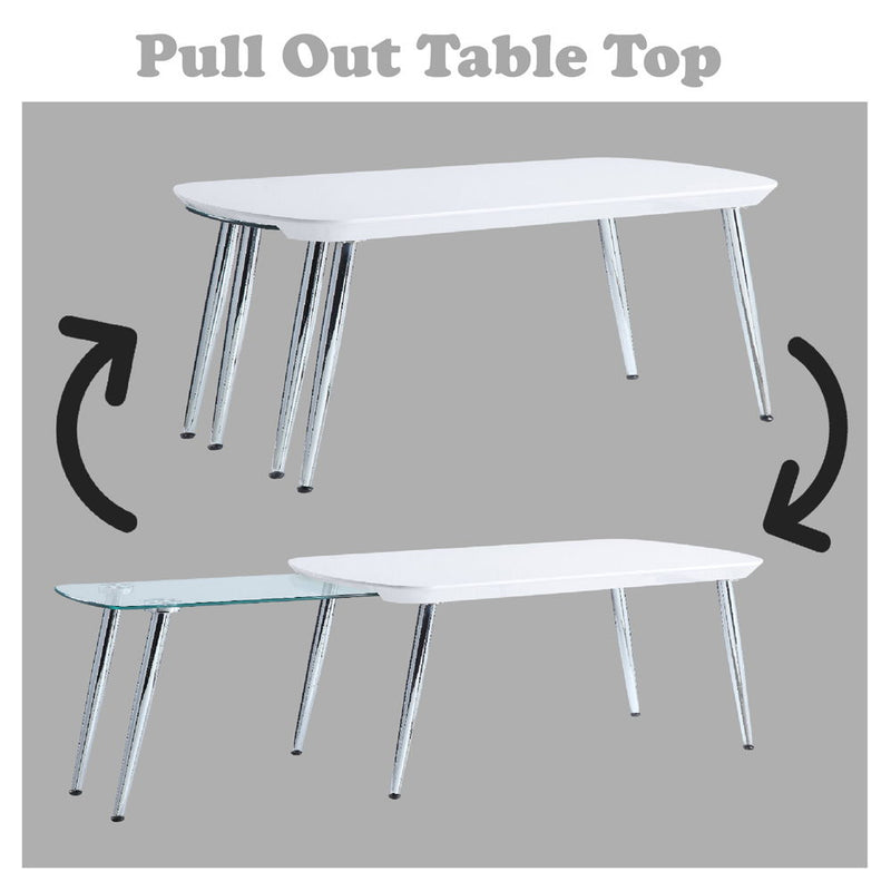 Patina - Coffee Table - White & Chrome - R&R Furniture Gallery (Fountain Valley, CA)