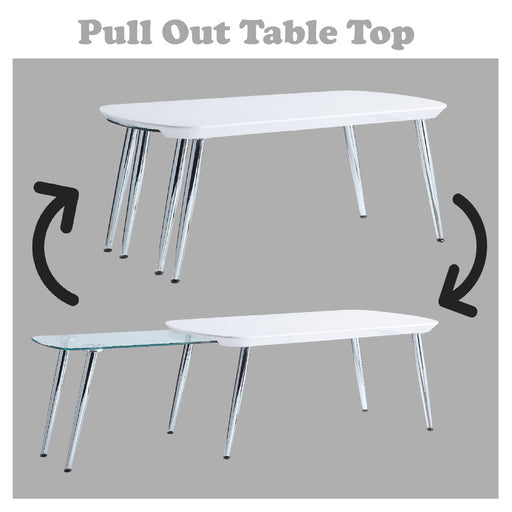 Patina - Coffee Table - White & Chrome - R&R Furniture Gallery (Fountain Valley, CA)