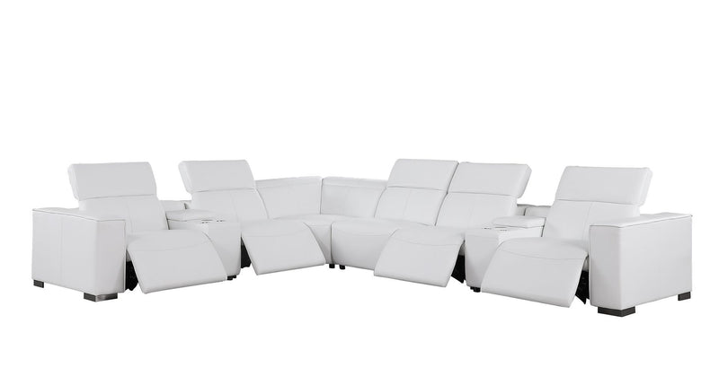 1208 - 8 Piece L Shaped Leather Sectional With 4 Power Recliners & Power Headrests