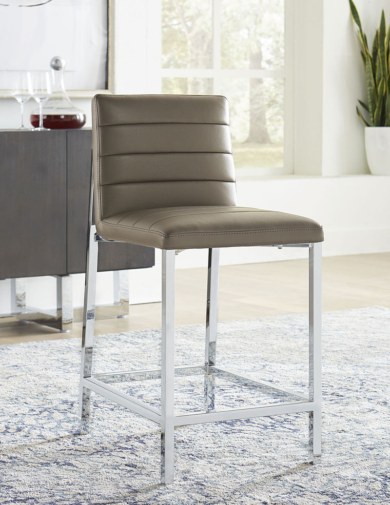Amalfi Metal Back Counter Stool in Taupe Leather - R&R Furniture Gallery (Fountain Valley, CA)