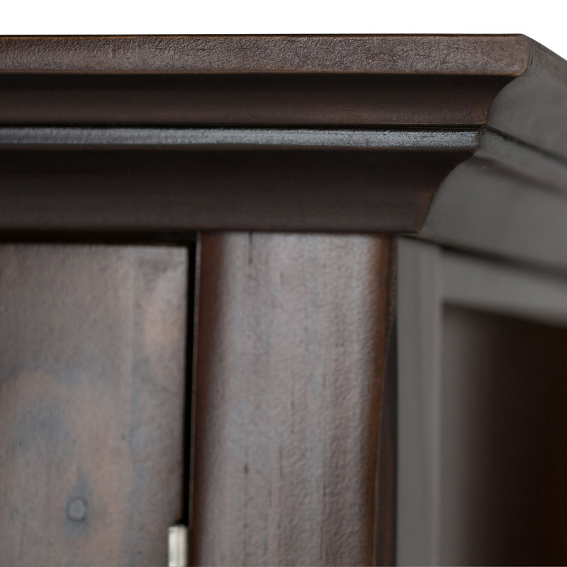 Handcrafted Acadian Medium Storage Cabinet by Simpli-Home, accent cabinet with wooden doors and vintage-style finish.