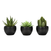 Set of 3 artificial succulent plants from 8th Street, realistic-looking mini faux plants for home or office decor.