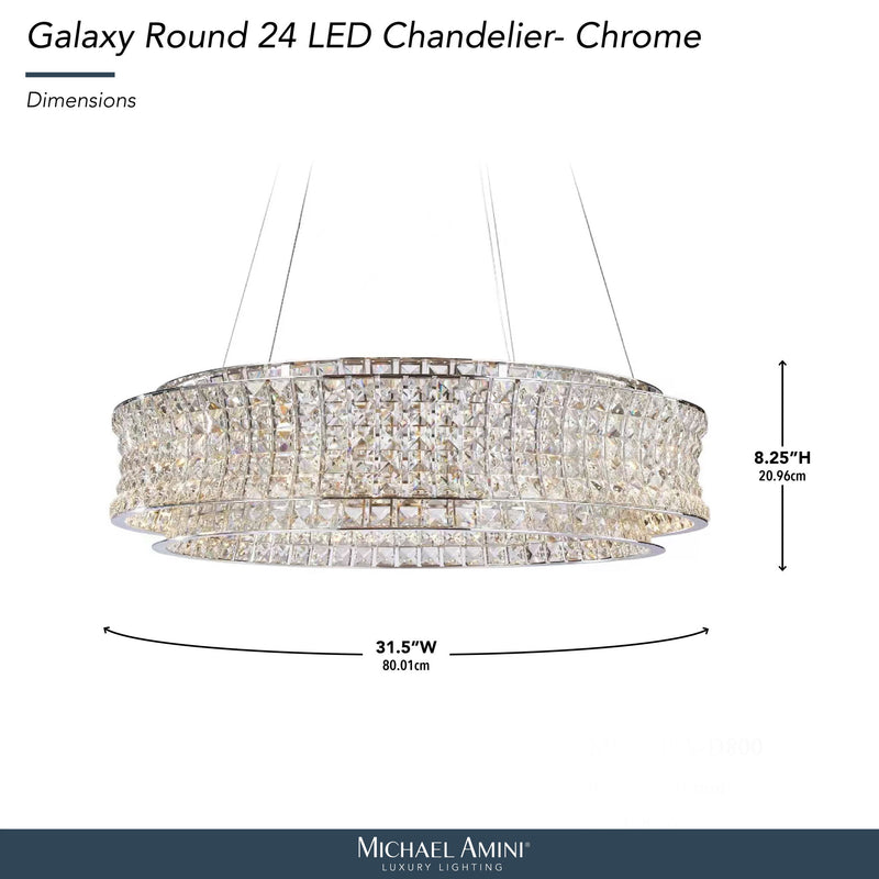 Michael Amini Lighting - Galaxy 32" Round LED Crystal Chandelier - Chrome