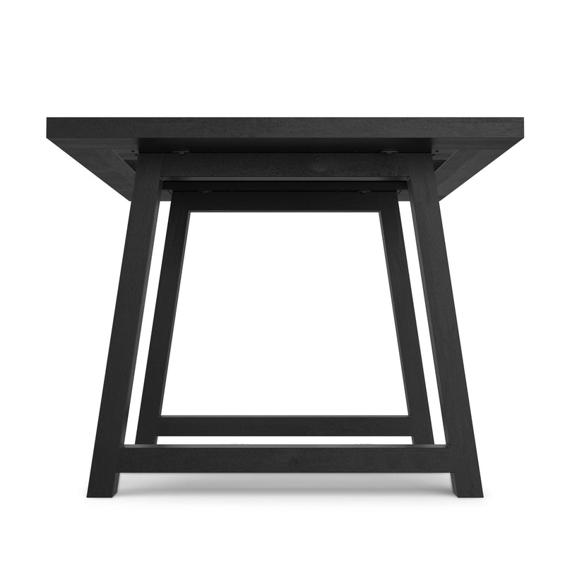 Simpli-Home Whitley dining table with wooden finish, rectangular shape, and sturdy legs, ideal for modern dining rooms.