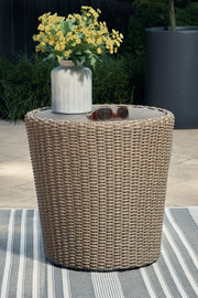 Danson - Round End Table - Beige - R&R Furniture Gallery (Fountain Valley, CA)