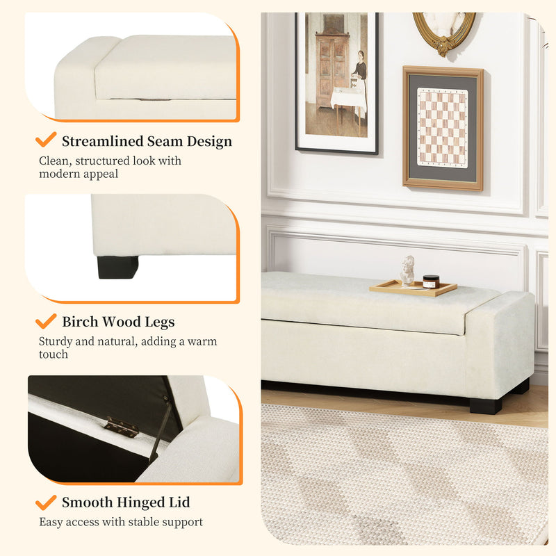 Noble House textured fabric ottoman bench with hinged lid, showcasing a sturdy design and soft upholstery for versatile seating.