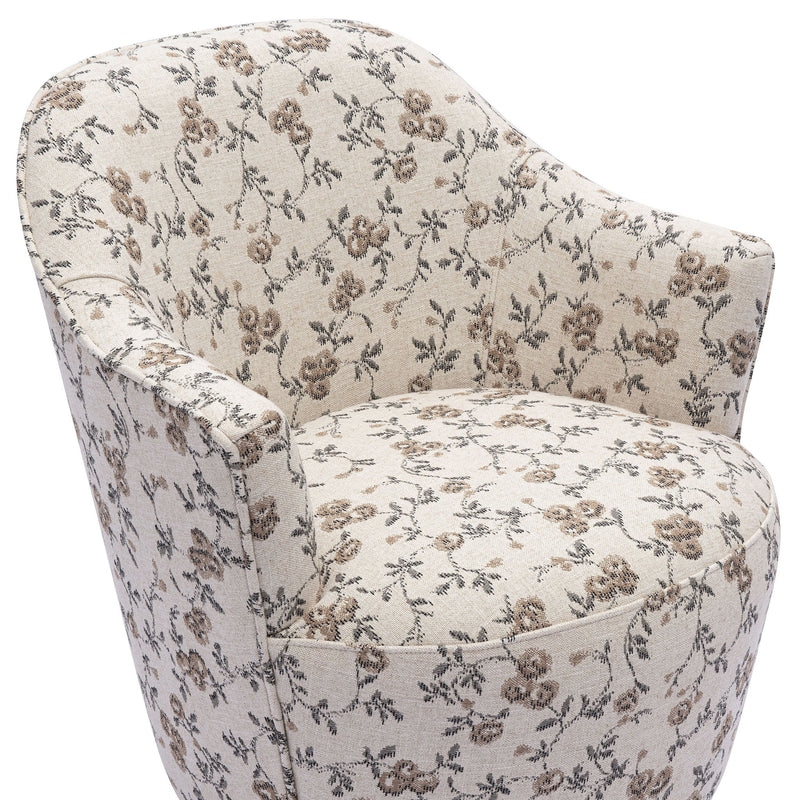 Skyla - Floral Jacquard Swivel Accent Chair - Beige