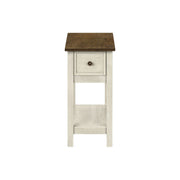8th Street accent end table with two tiers, narrow design, lamp, and storage drawer, featuring a charming style.