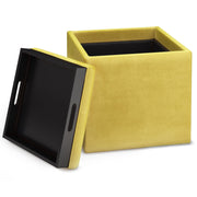 Rockwood - Upholstered Cube Storage Ottoman With Tray - R&R Furniture Gallery (Fountain Valley, CA)