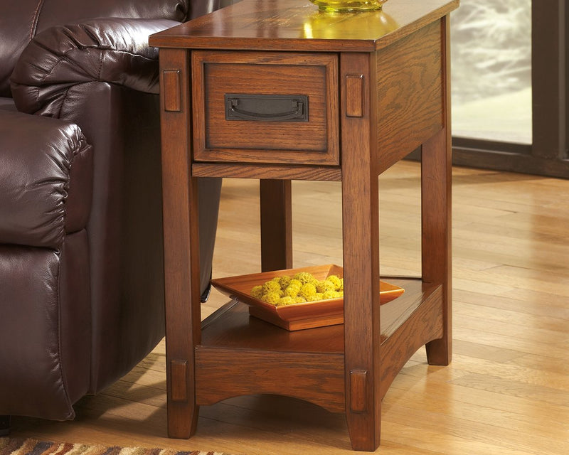 Breegin - Chair Side End Table - 1 Drawer - Brown - R&R Furniture Gallery (Fountain Valley, CA)