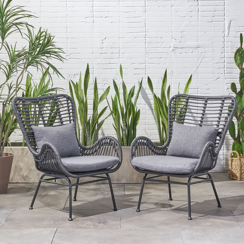 Modern Aesthetic Outdoor Rattan Accent Chair With Metal Legs - R&R Furniture Gallery (Fountain Valley, CA)