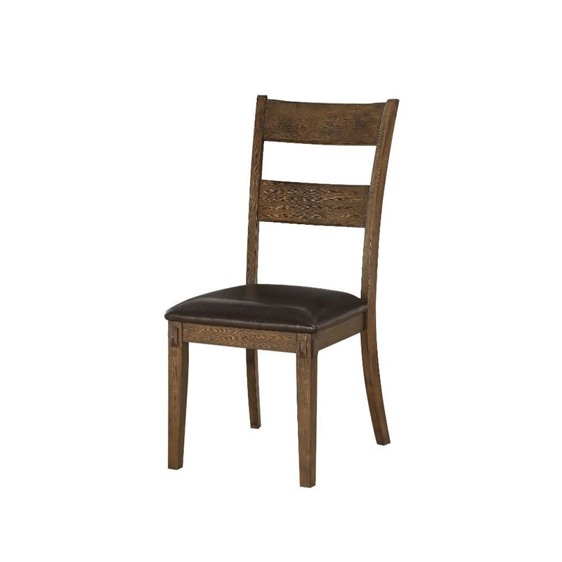 Nabirye - Side Chair (Set of 2) - Esspresso Synthetic Leather & Dark Oak - R&R Furniture Gallery (Fountain Valley, CA)