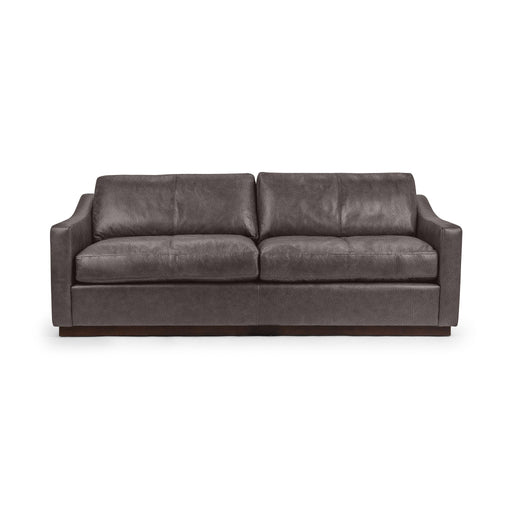 Classic Home Aspen stationary sofa with plush cushions and sleek armrests, showcasing its elegant beige fabric and modern design.