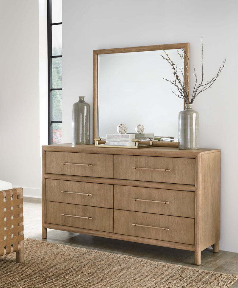 Dorsey Solid Wood and Glass Mirror in Granola