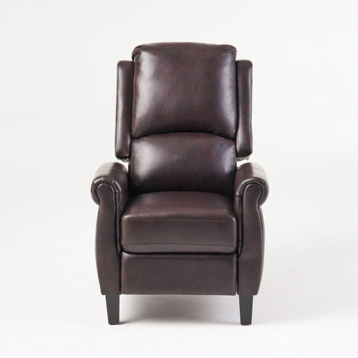 Noble House Memphis Burgundy recliner club chair with plush upholstery and cushioned armrests, perfect for living room seating.
