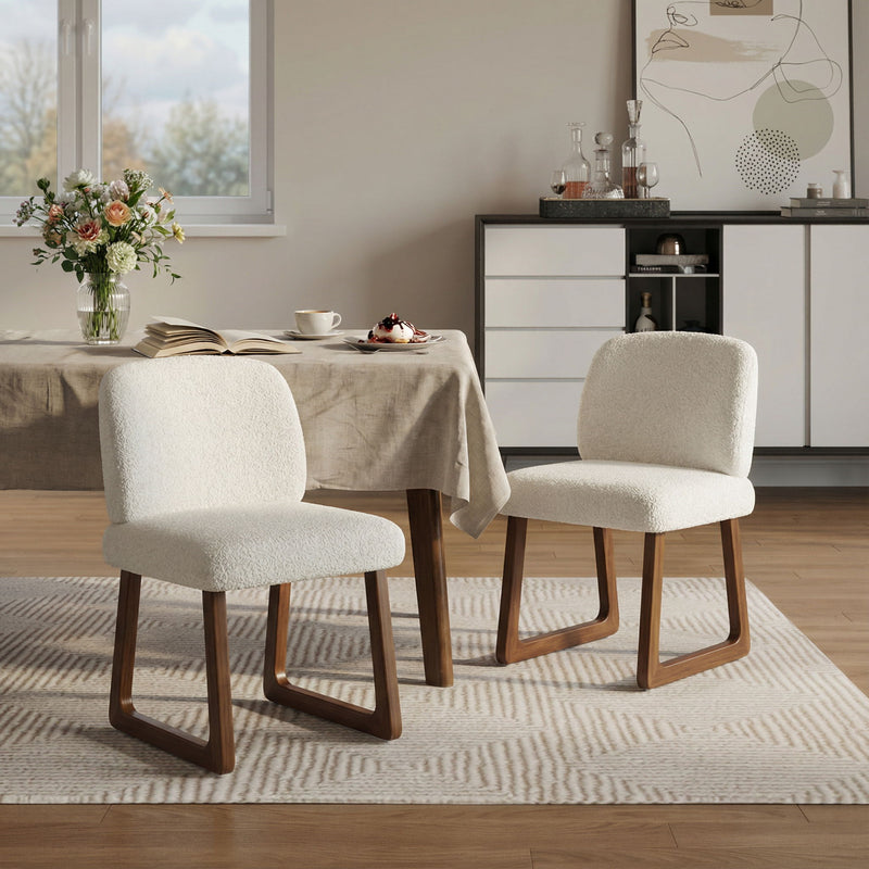 Dining Chair With Curved Legs (Set of 2) - Beige / Brown - R&R Furniture Gallery (Fountain Valley, CA)