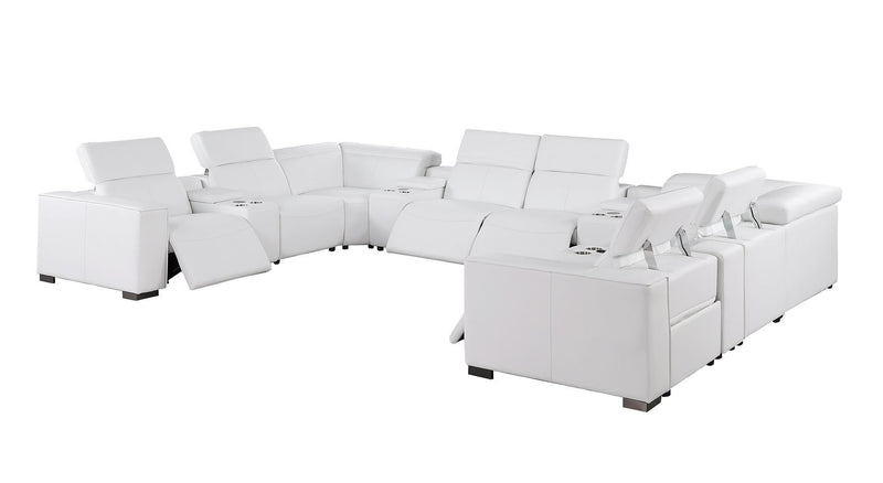 1208 - 12 Piece U Shaped Leather Sectional With 4 Power Recliners & Power Headrest