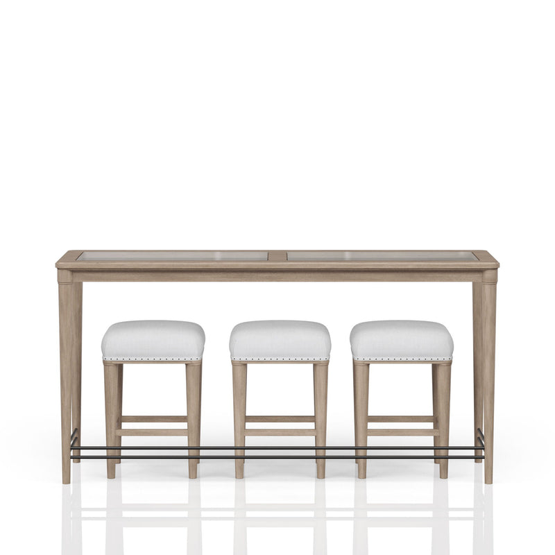 Glass Console Table With 3 Stools - Frosted - R&R Furniture Gallery (Fountain Valley, CA)