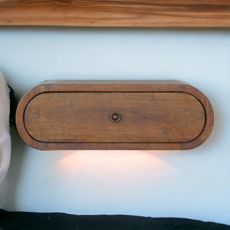 Wall Mounted Round Bedside Table - Chestnut - R&R Furniture Gallery (Fountain Valley, CA)