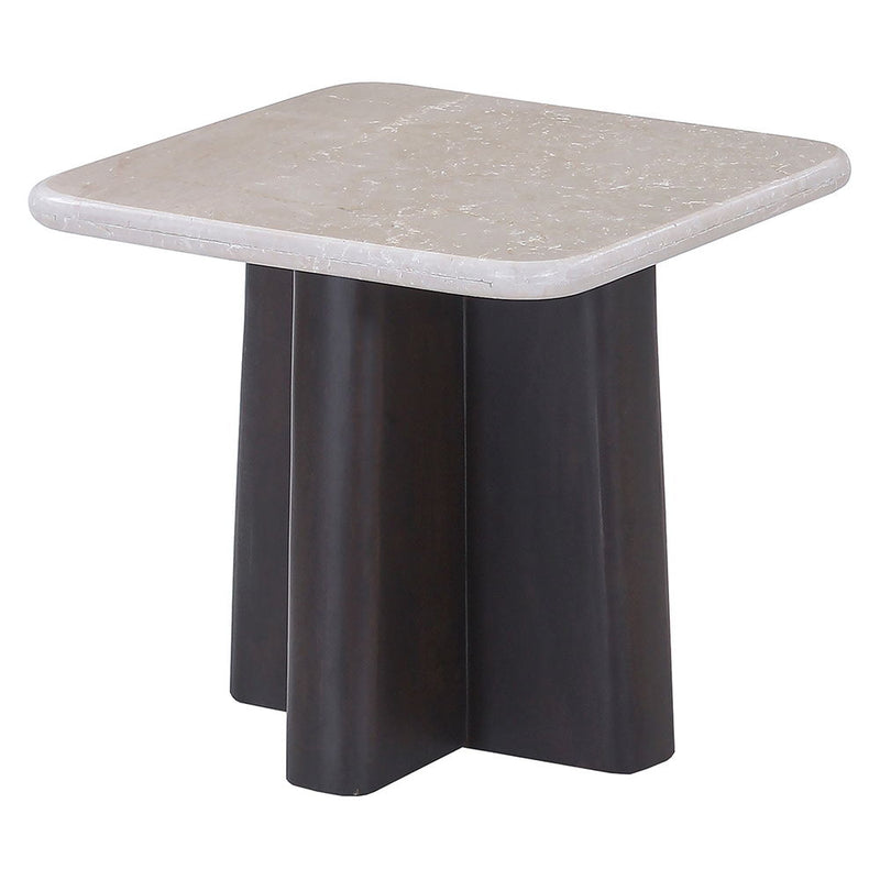Jacory - End Table With Bottocino Marble Top - Beige / Espresso - R&R Furniture Gallery (Fountain Valley, CA)
