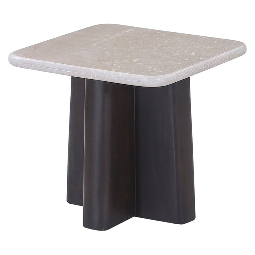 Jacory - End Table With Bottocino Marble Top - Beige / Espresso - R&R Furniture Gallery (Fountain Valley, CA)