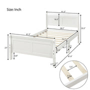 DreamHaus platform bed frame with wooden slat support, sleigh design, headboard, footboard, and sturdy construction.