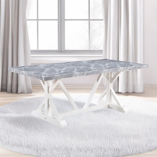 Hollyn - Dining Table With Engineered Stone Top - Engineered Stone & White - R&R Furniture Gallery (Fountain Valley, CA)