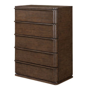 ACME Zoey brown oak accent chest featuring a stylish wooden storage cabinet with decorative hardware and a modern design.