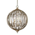 Uttermost Vicentina 6-light gold sphere pendant lighting fixture hanging with glass globes and modern design.