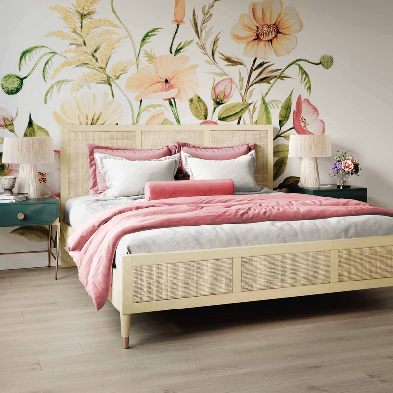 TOV Furniture Sierra panel bed with a modern design, featuring a sleek headboard and clean lines in a stylish bedroom setting.