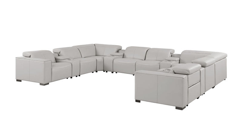 1208 - 12 Piece U Shaped Leather Sectional With 4 Power Recliners & Power Headrest