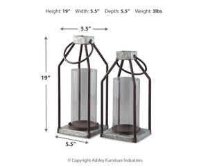 Diedrick - Lantern Set (Set of 2) - Gray / Black - R&R Furniture Gallery (Fountain Valley, CA)
