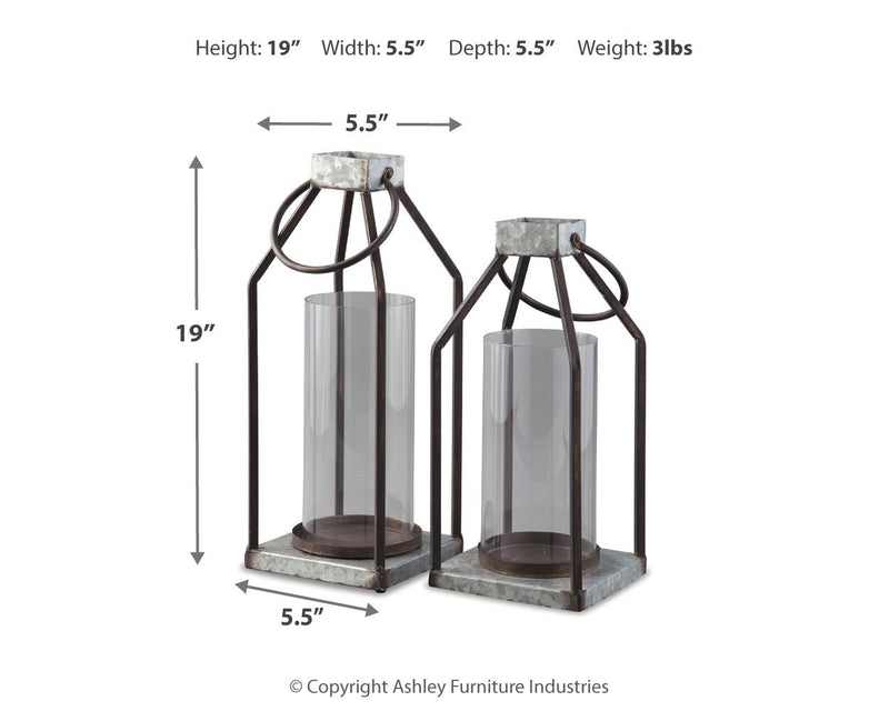 Diedrick - Lantern Set (Set of 2) - Gray / Black - R&R Furniture Gallery (Fountain Valley, CA)