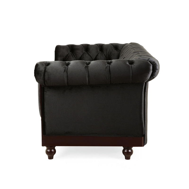 Chesterfield Loveseat Sofa, 2 Person Rolled Arm Upholstered Couch - R&R Furniture Gallery (Fountain Valley, CA)