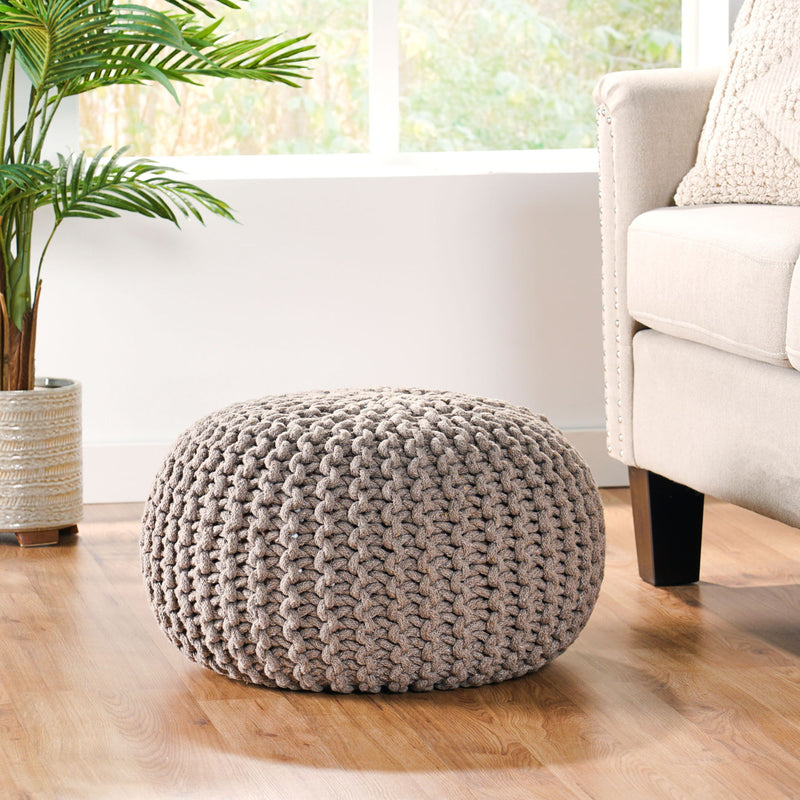 Moro - Knitted Round Pouf With Pumpkin Shape - R&R Furniture Gallery (Fountain Valley, CA)