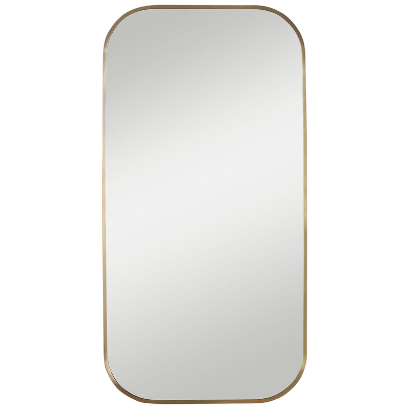 Uttermost Taft wall mirror with a sleek, modern frame, reflecting a contemporary home decor setting.