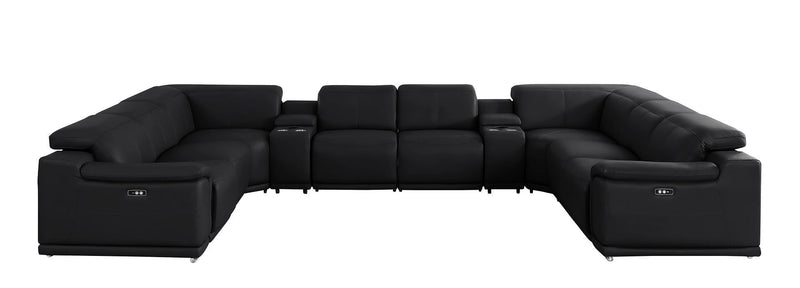 2679 - 10-Piece U-Shaped Power Reclining Sectional In Genuine Leather (4 Recliners) - Dark Gray