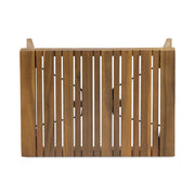Noble House Temptation outdoor foldable side table with slat design, lightweight and compact for patio or garden use.