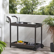 Resin Wicker Bar Cart With Metal Frame - Brown - R&R Furniture Gallery (Fountain Valley, CA)