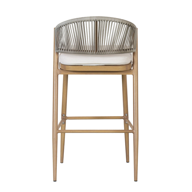 Outdoor Bar Height Metal Frame Counter Stools With Scallop Shaped Backrest & Water Resistant Cushions - R&R Furniture Gallery (Fountain Valley, CA)