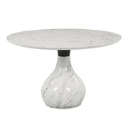 Koen - Round Dining Table, Engineering Marble Top - White & Black - R&R Furniture Gallery (Fountain Valley, CA)