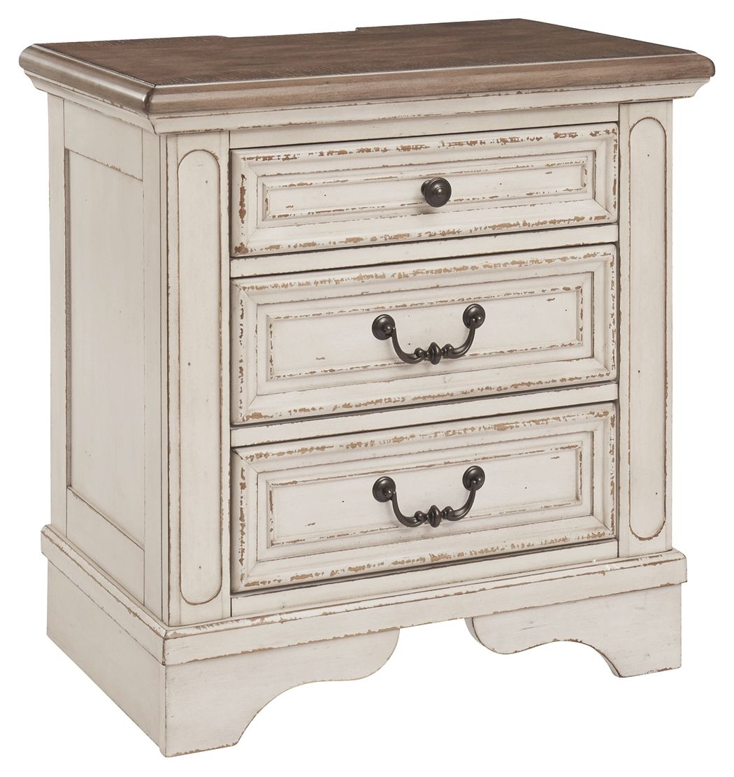 Realyn - Three Drawer Night Stand - White / Brown / Beige - R&R Furniture Gallery (Fountain Valley, CA)