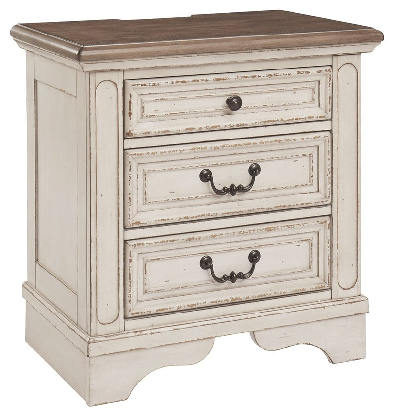 Realyn - Three Drawer Night Stand - White / Brown / Beige - R&R Furniture Gallery (Fountain Valley, CA)