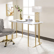 Estie - Writing Desk (Same Ac00902) - White & Gold - R&R Furniture Gallery (Fountain Valley, CA)