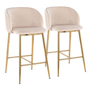 Set of two Lumi Source Fran contemporary pleated fixed height counter stools with sleek design and plush upholstery.